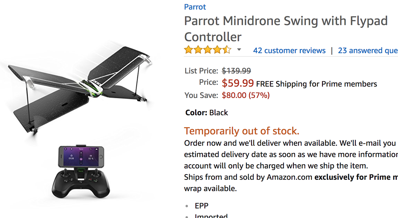 Detail Parrot Swing Drone Amazon Nomer 10