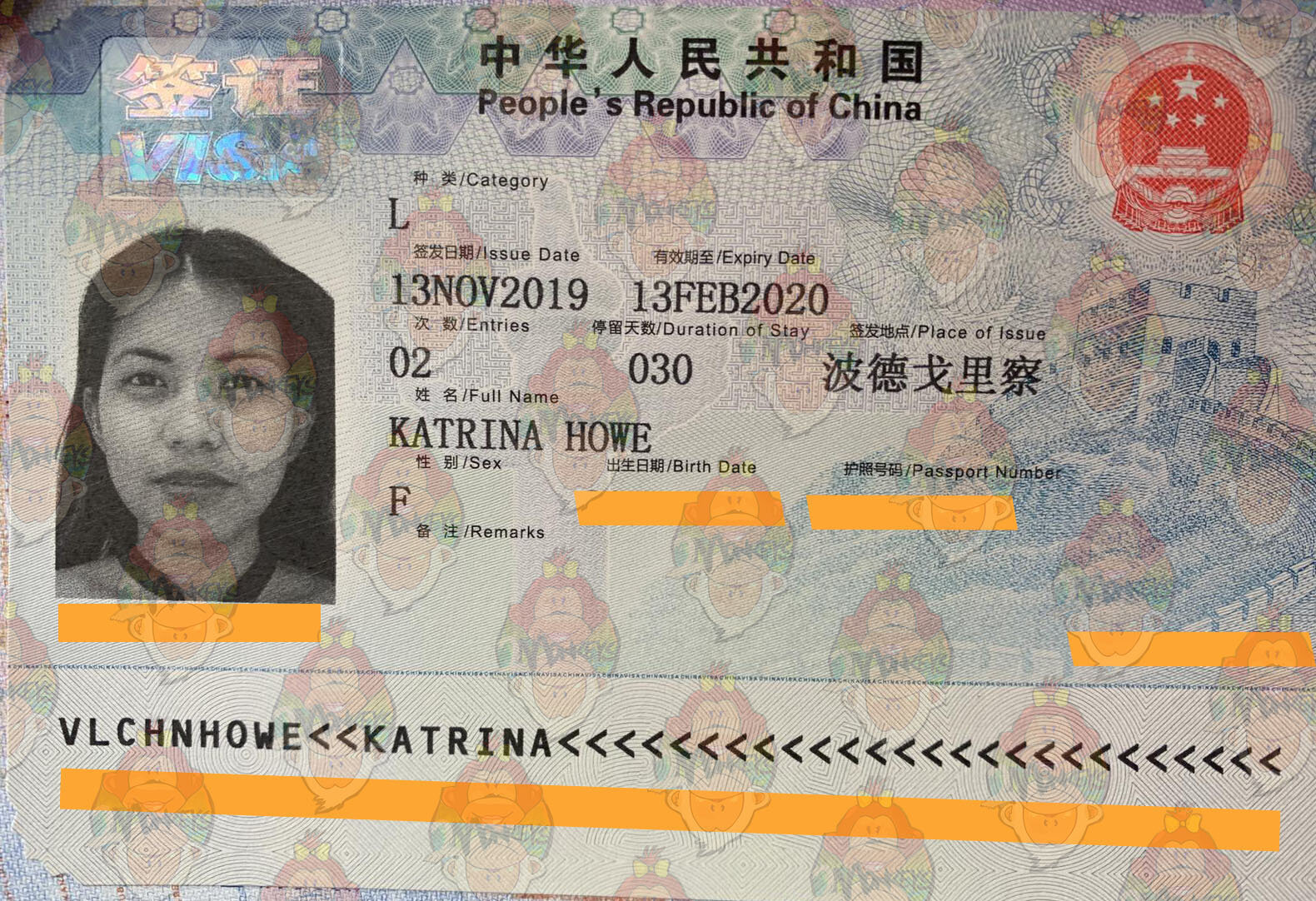 Detail Pas Photo Visa China Nomer 22