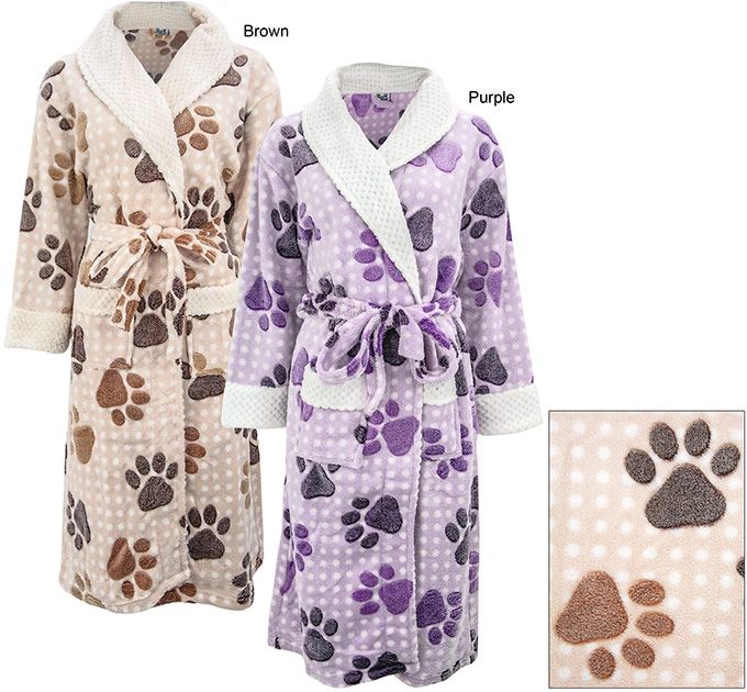 Detail Paw Print Bathrobe Nomer 7