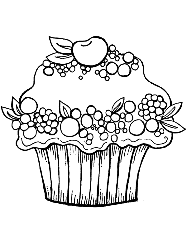 Detail Ausmalbild Cupcake Nomer 4