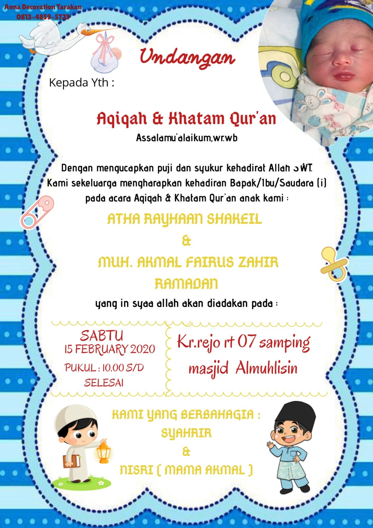 Detail Desain Undangan Aqiqah Word Koleksi Nomer 54