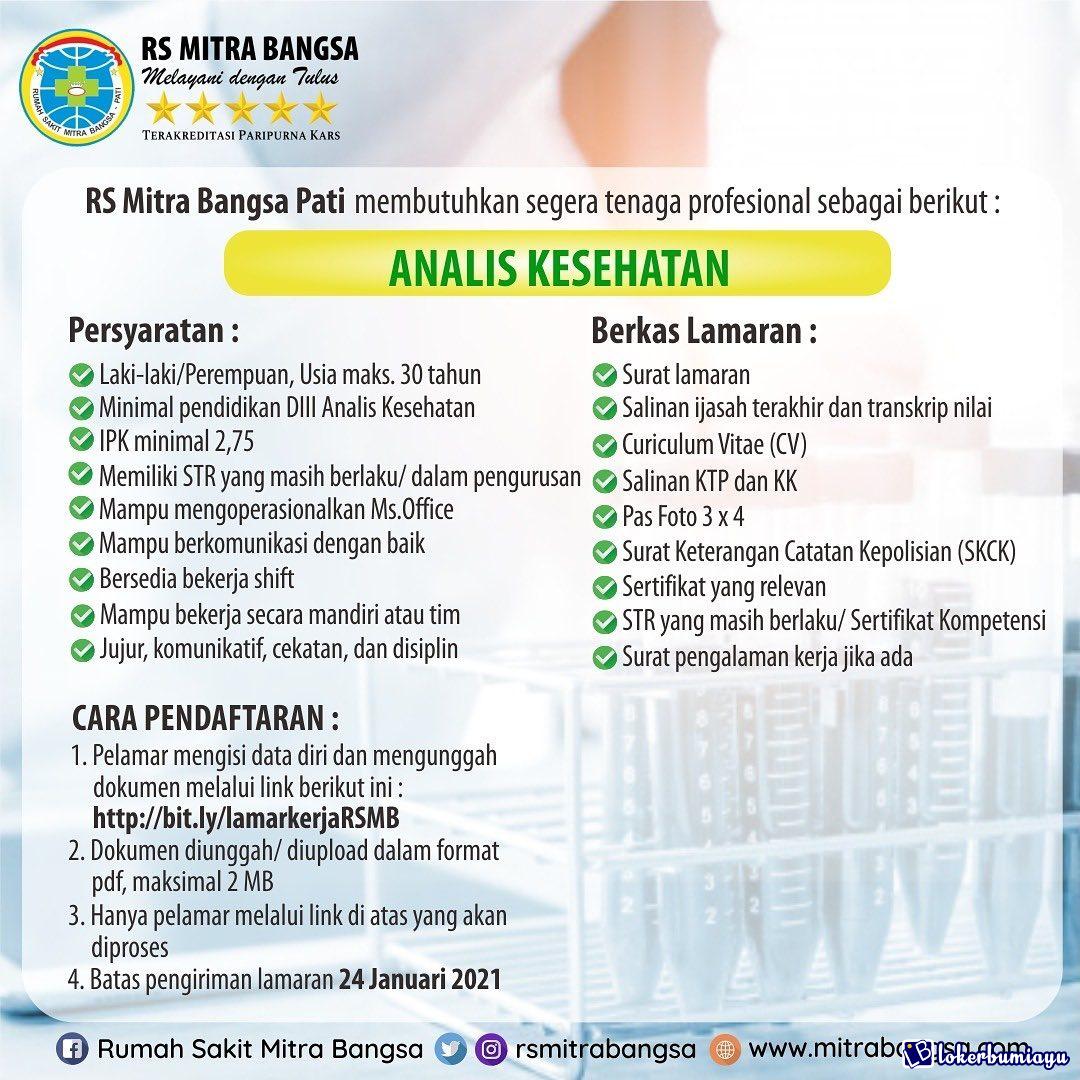 Detail Loker Rumah Sakit Mitra Bangsa Pati Nomer 11