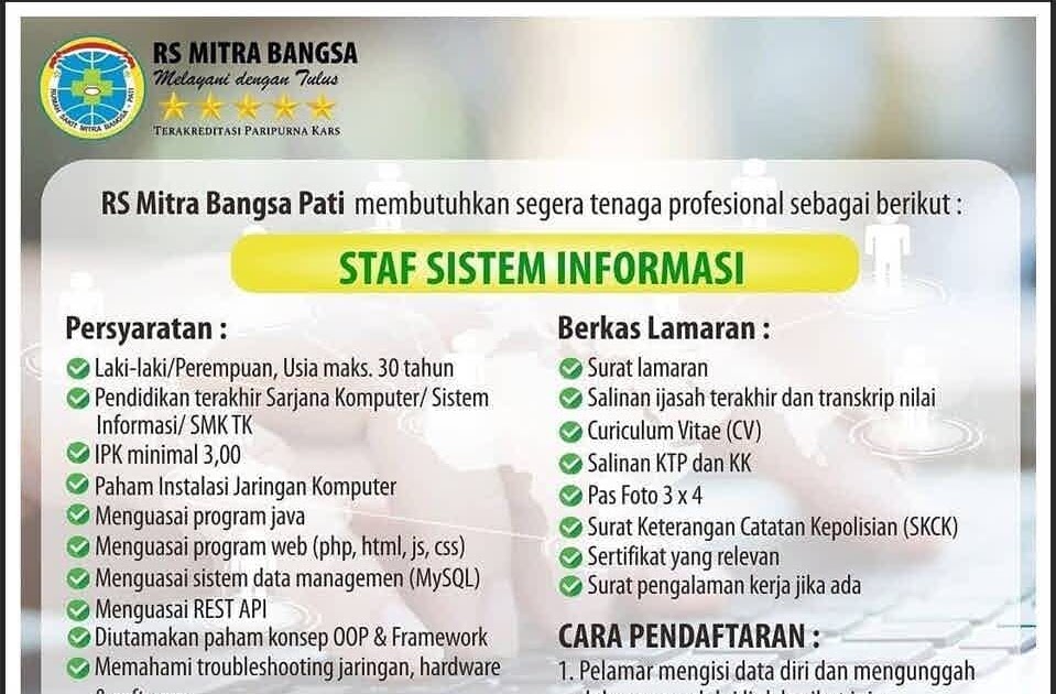 Detail Loker Rumah Sakit Mitra Bangsa Pati Nomer 12