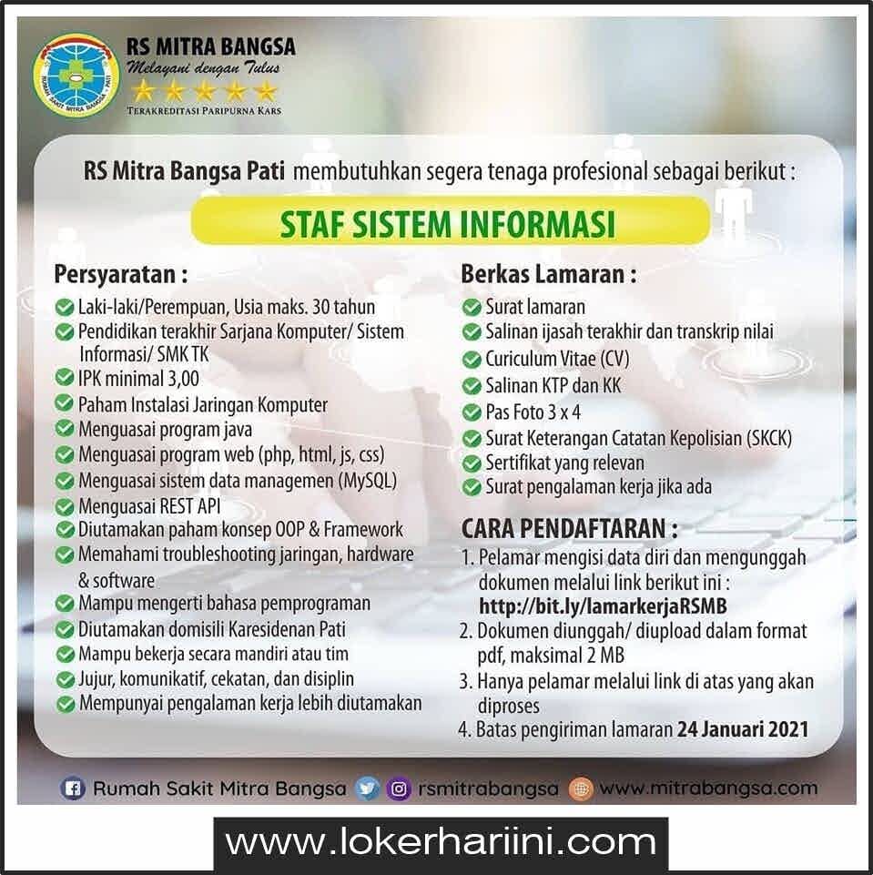 Detail Loker Rumah Sakit Mitra Bangsa Pati Nomer 7