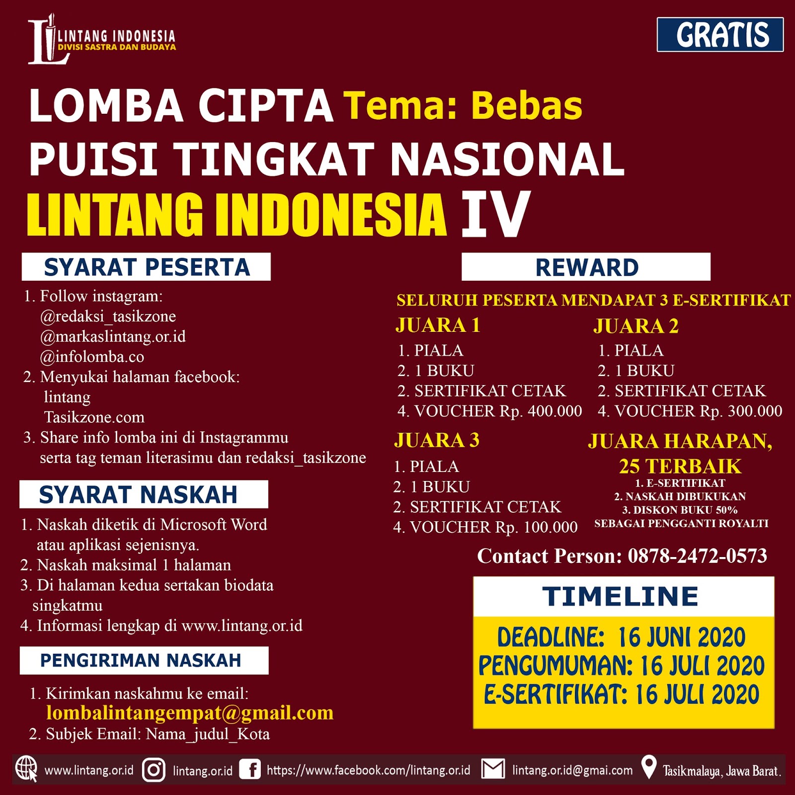 Detail Lomba Puisi 2020 Gratis Nomer 24