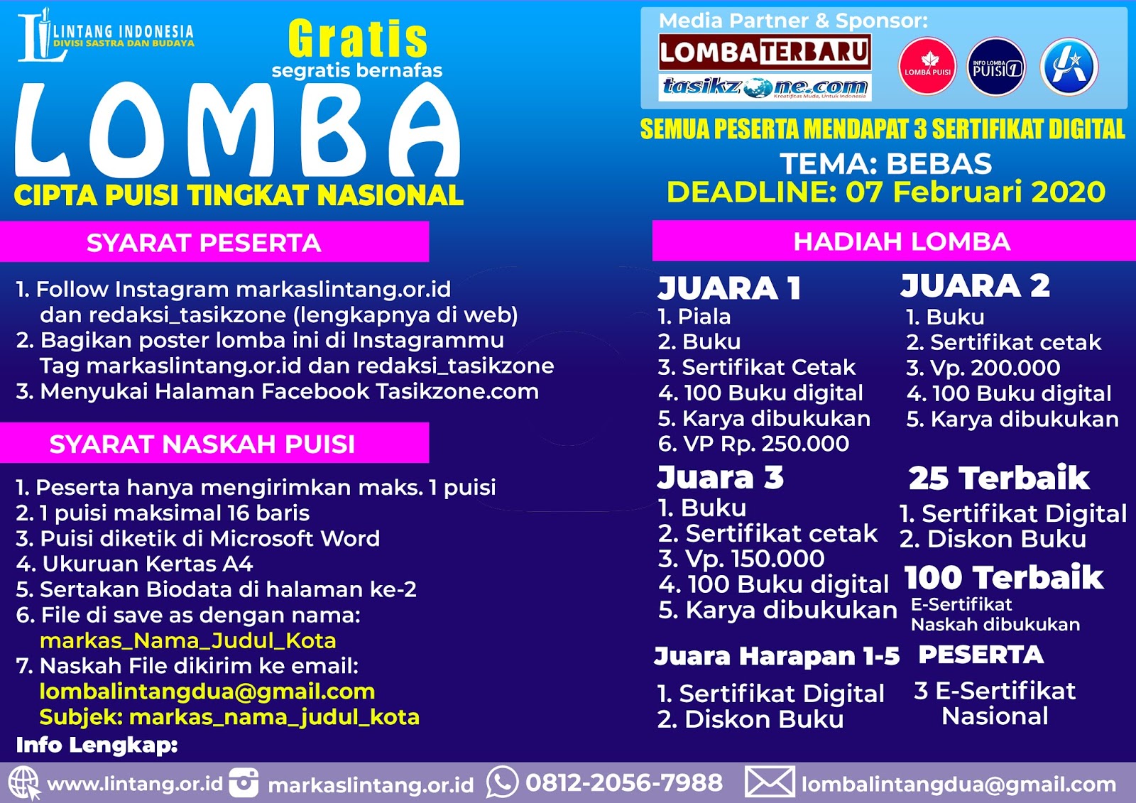 Detail Lomba Puisi 2020 Gratis Nomer 5