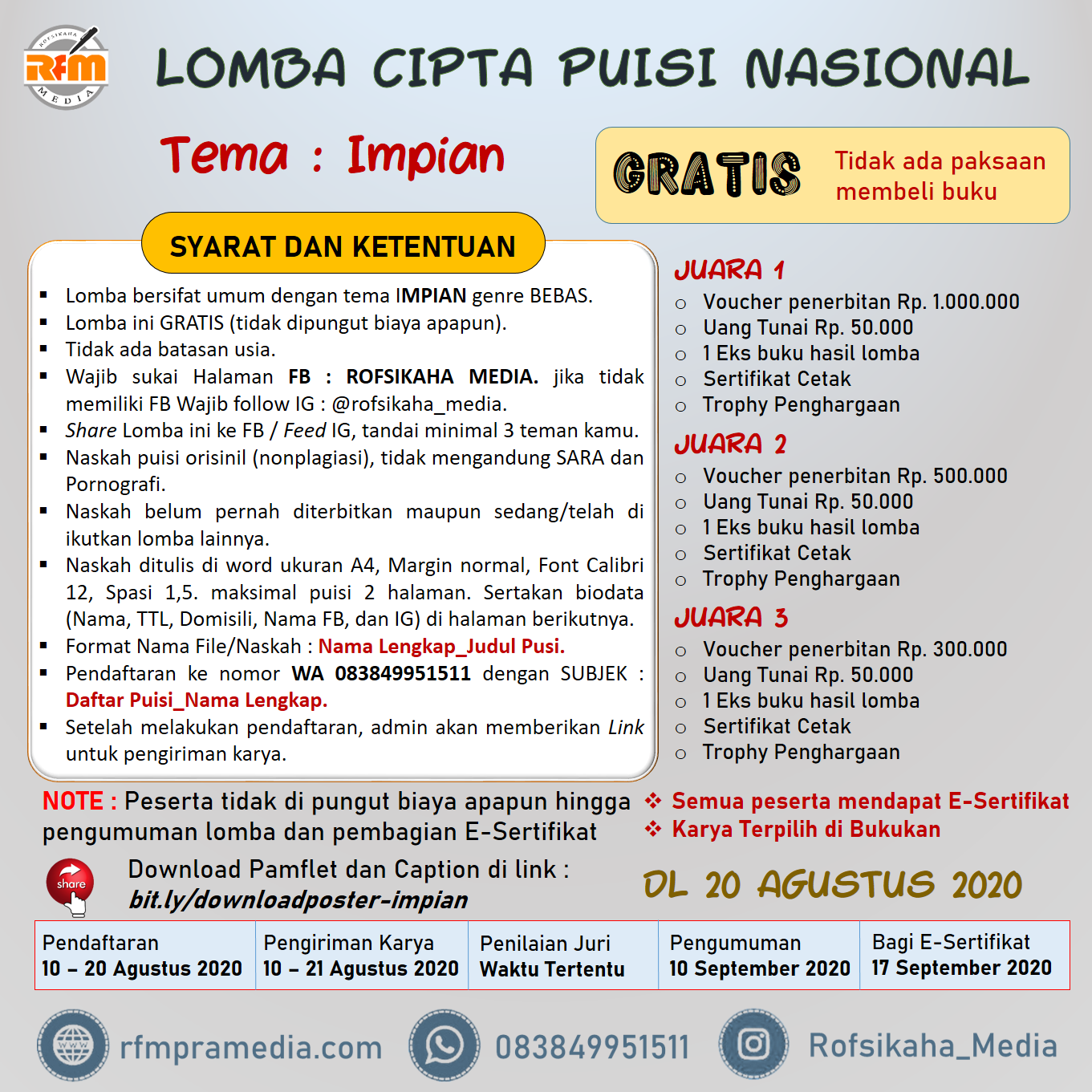 Detail Lomba Puisi 2020 Gratis Nomer 38