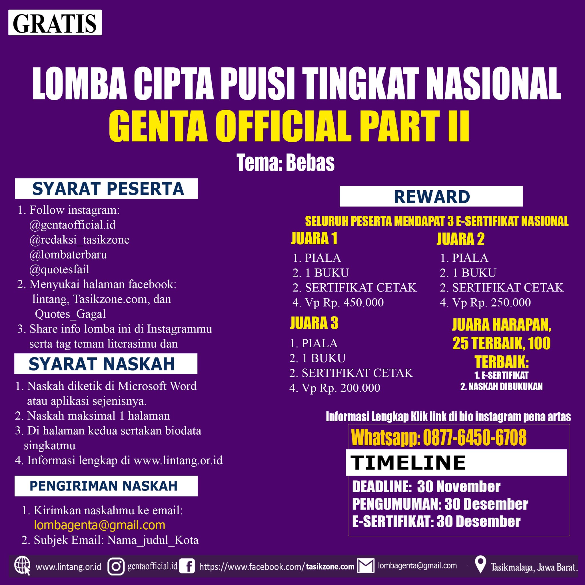 Detail Lomba Puisi Gratis 2020 Nomer 29