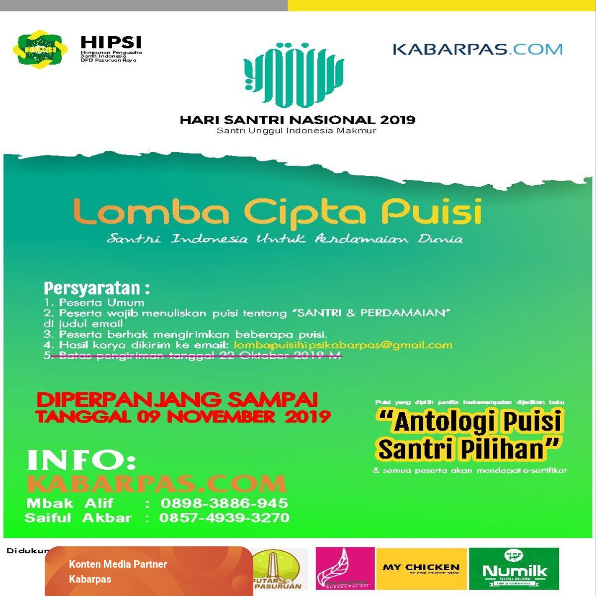 Detail Lomba Puisi Oktober 2019 Nomer 43