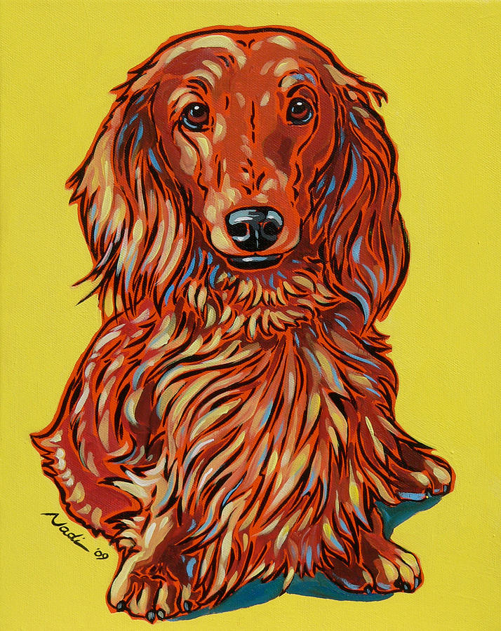 Detail Long Haired Dachshund Painting Nomer 16