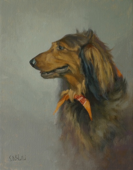 Detail Long Haired Dachshund Painting Nomer 39