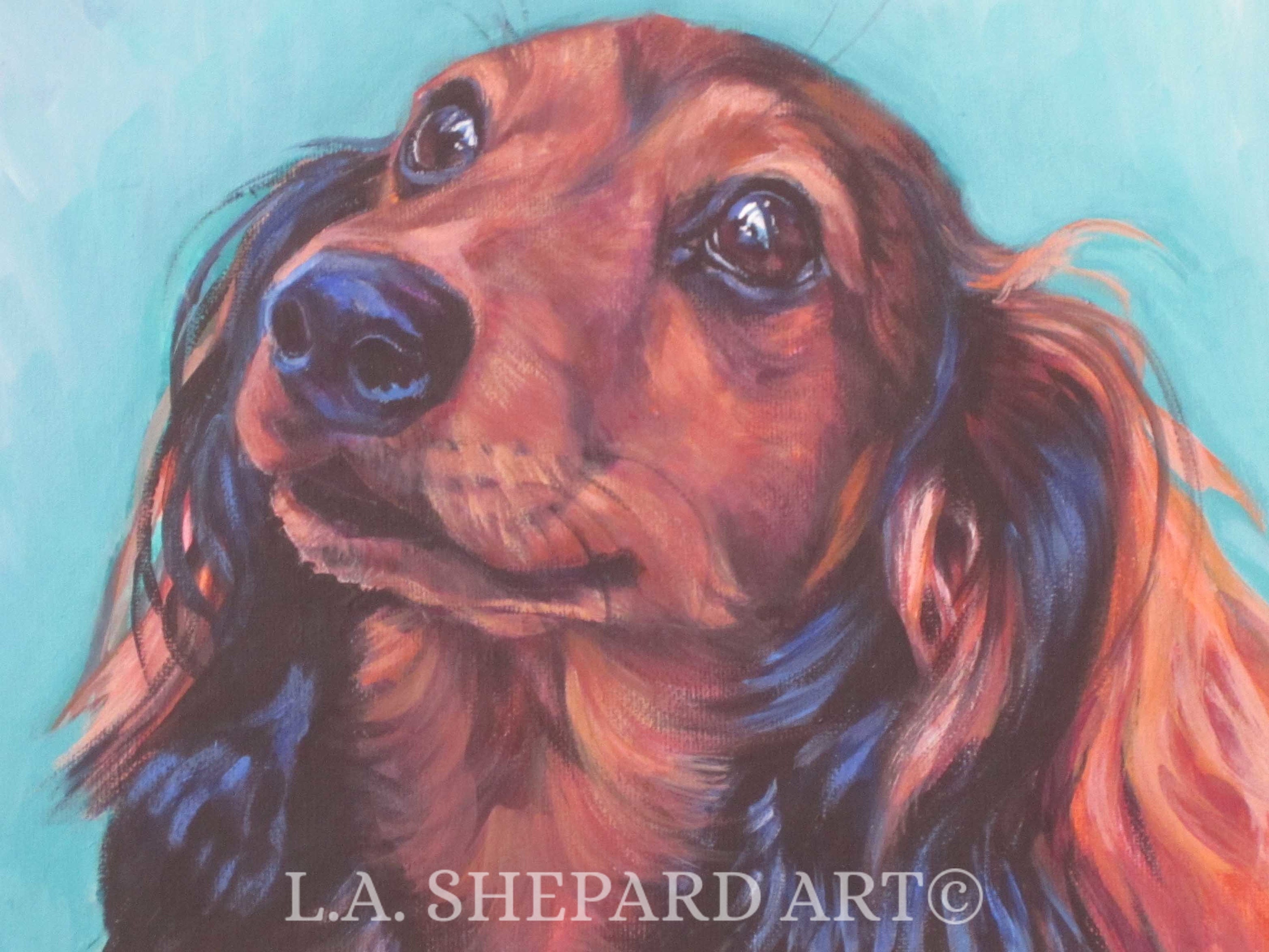 Detail Long Haired Dachshund Painting Nomer 5