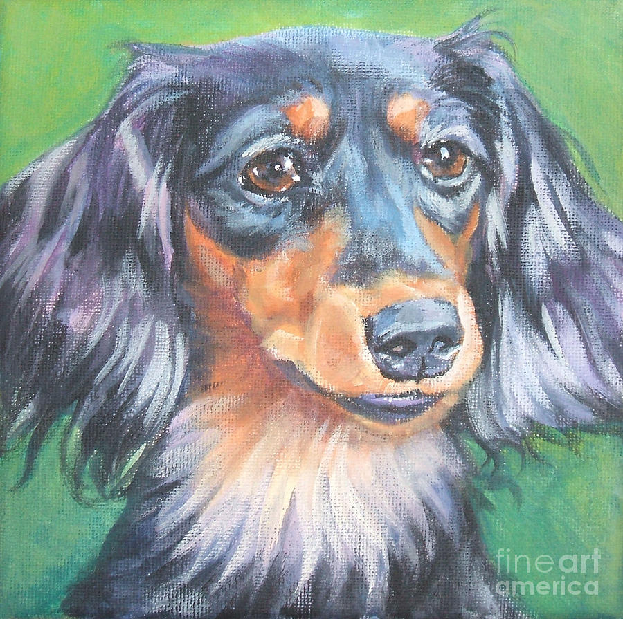Detail Long Haired Dachshund Painting Nomer 10