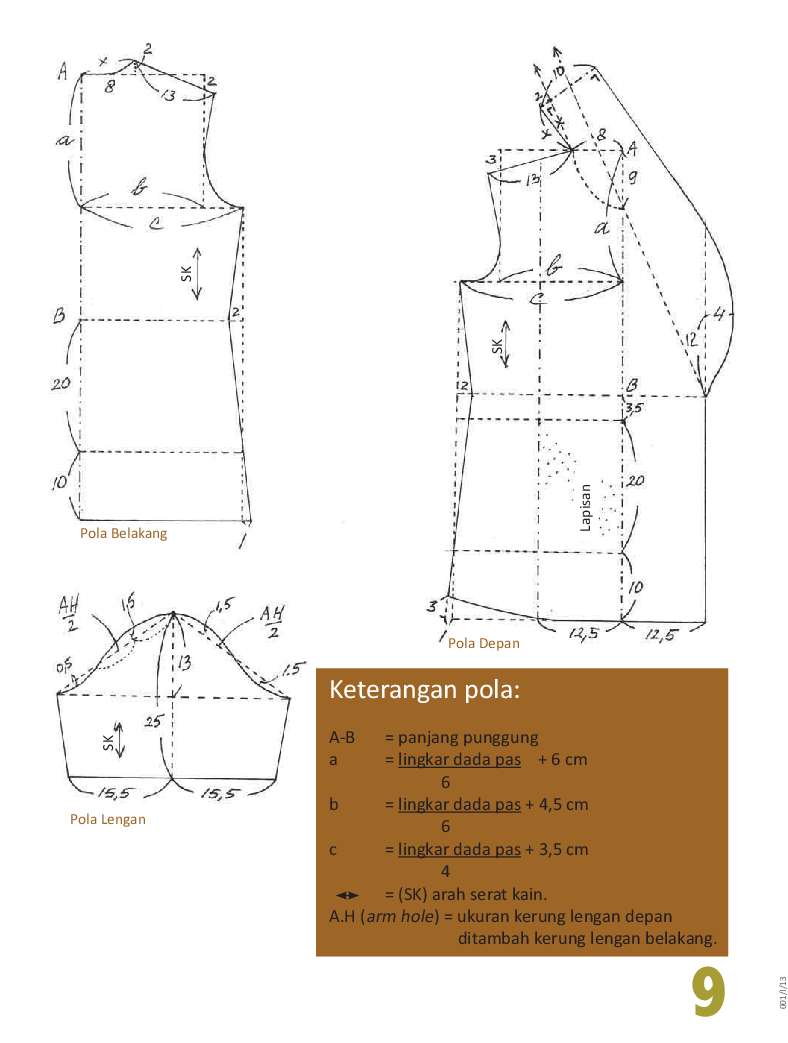 Detail Pecah Pola Blus Sesuai Desain Nomer 46