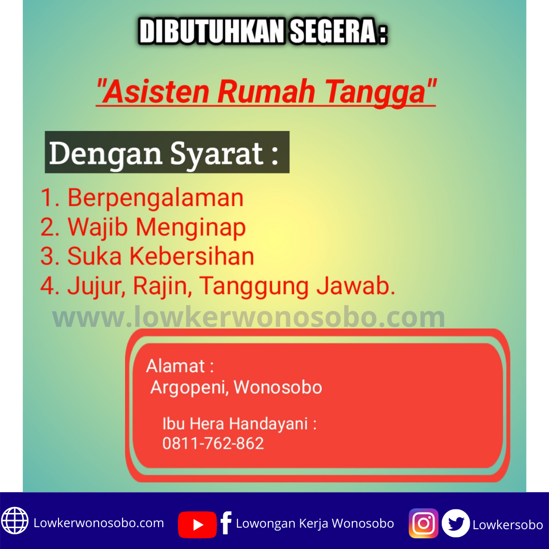 Detail Lowongan Asisten Rumah Tangga Nomer 24