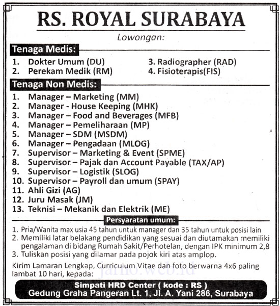 Detail Lowongan Bidan Di Rumah Sakit Surabaya Nomer 5