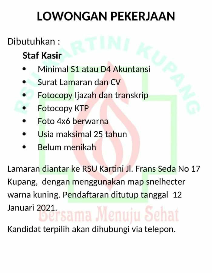 Detail Lowongan Kasir Rumah Sakit Nomer 16