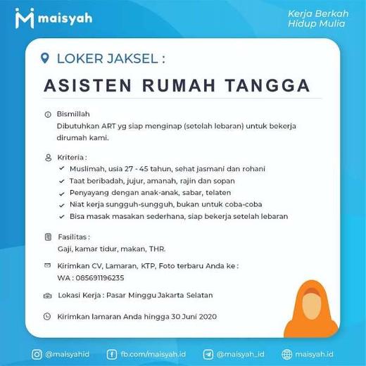 Detail Lowongan Kerja Asisten Rumah Tangga Jogja Nomer 3