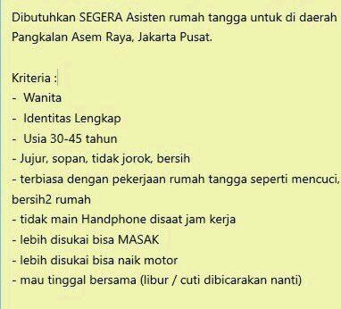 Detail Lowongan Kerja Pembantu Rumah Tangga Nomer 26