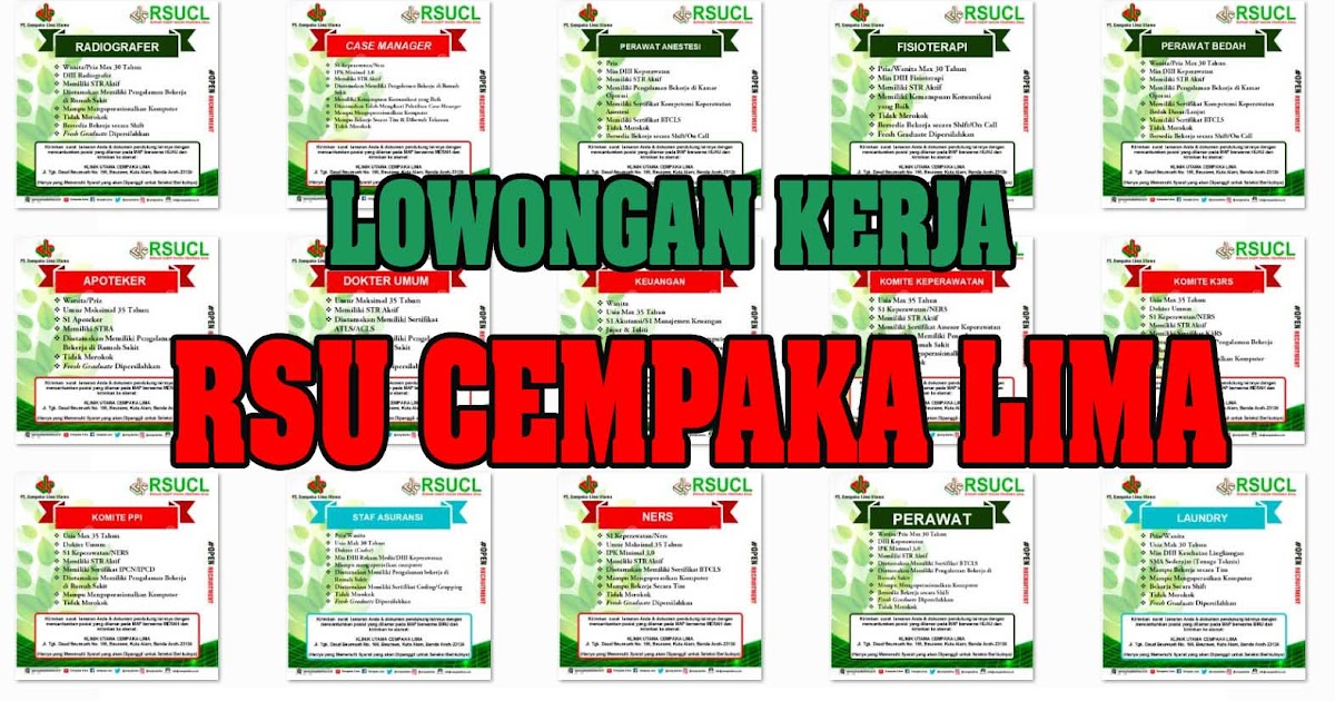 Detail Lowongan Kerja Rumah Sakit Fakinah Banda Aceh Nomer 41