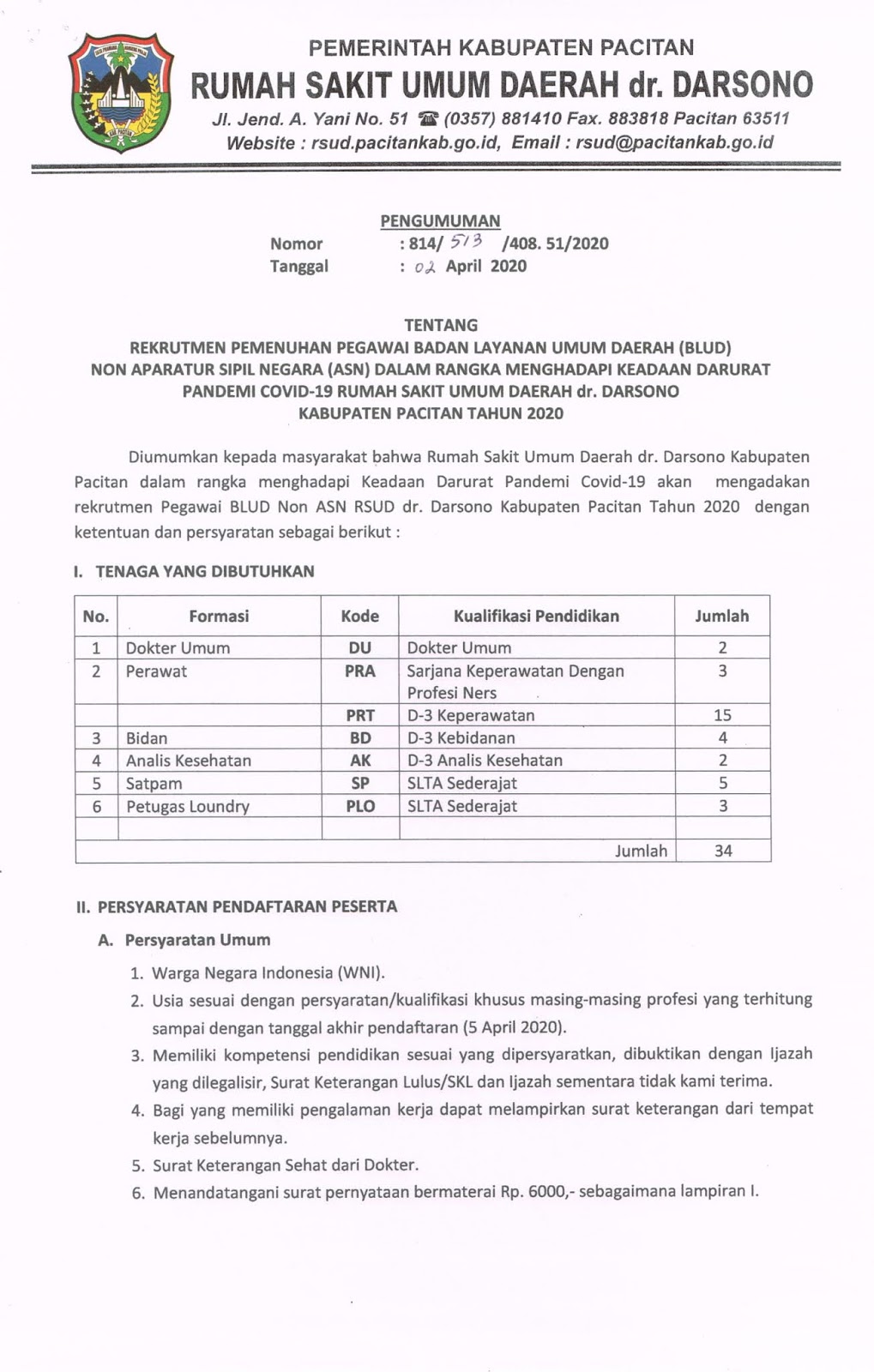 Detail Lowongan Kerja Rumah Sakit Mojokerto 2018 Nomer 26