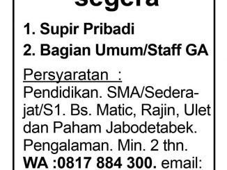 Detail Lowongan Kerja Supir Pribadi Rumah Jakarta Selatan Nomer 40