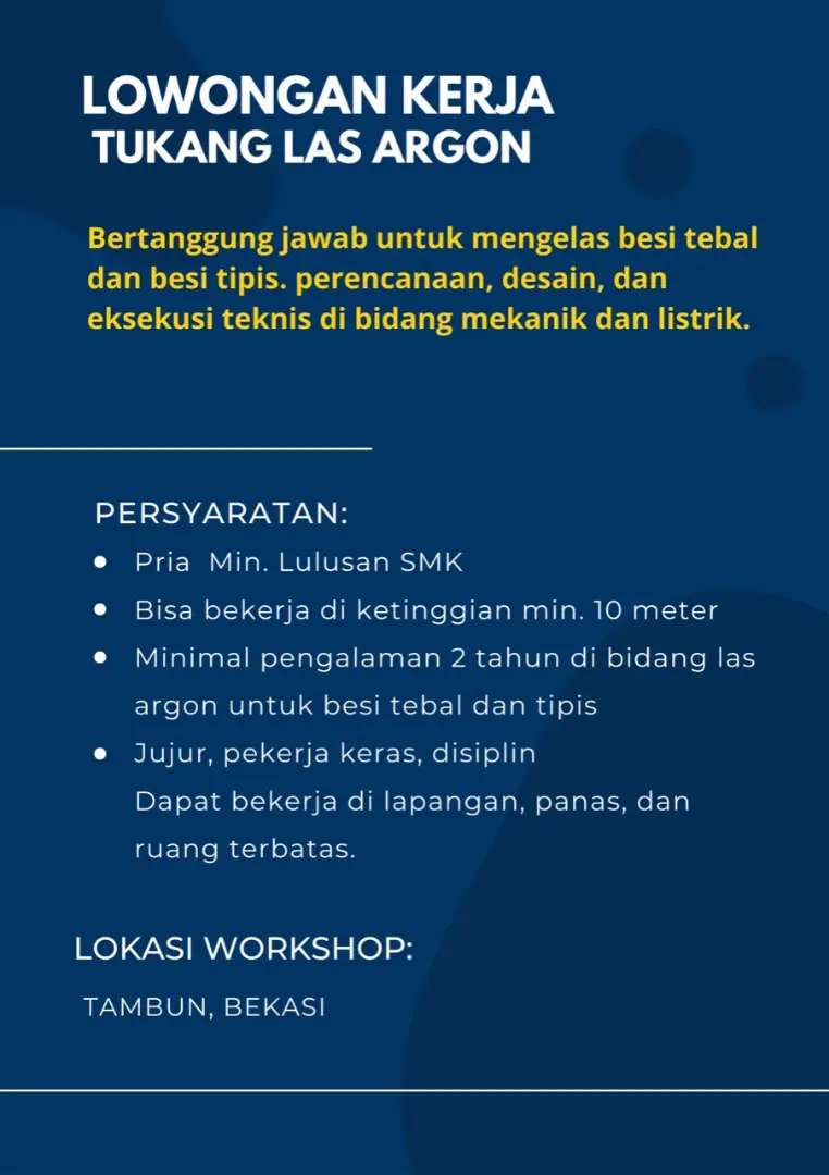 Detail Lowongan Kerja Tukang Las Nomer 18