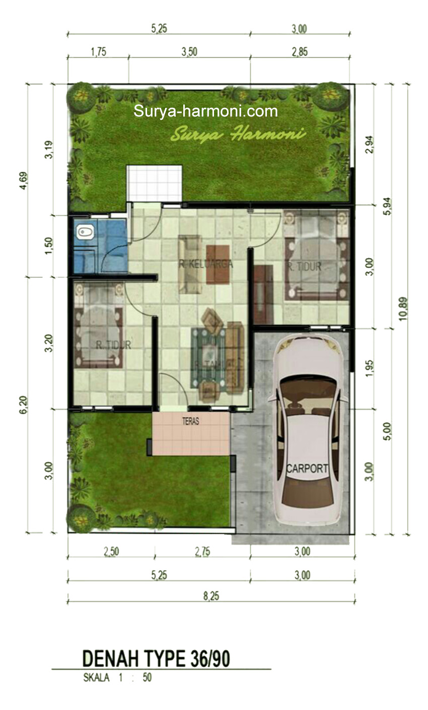 Detail Luas Tanah Rumah Tipe 36 Nomer 3