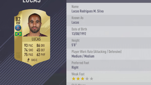 Detail Lucas Moura Fifa 18 Nomer 4