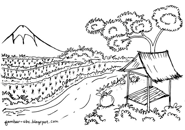 Detail Pemandangan Gunung Dan Sawah Kartun Nomer 6