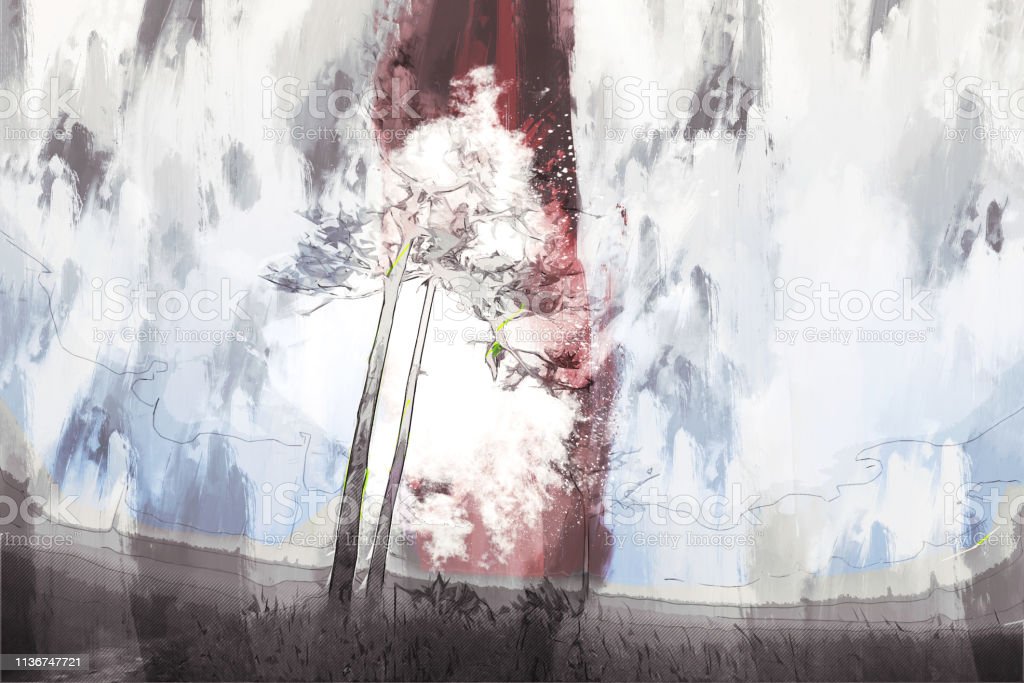 Detail Lukisan Abstrak Pohon Nomer 28
