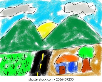 Detail Lukisan Anak Anak Pemandangan Nomer 48