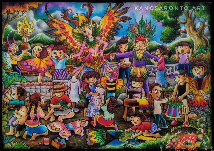 Detail Lukisan Anak Tema Kebudayaan Indonesia Nomer 10