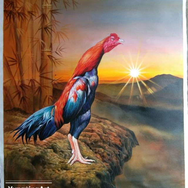 Detail Lukisan Ayam Jago Tarung Nomer 5