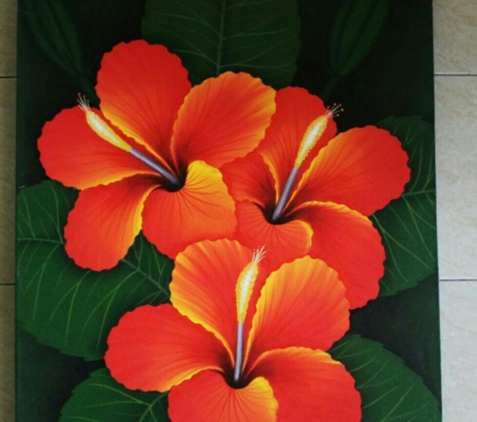 Detail Lukisan Bunga Kembang Sepatu Nomer 40