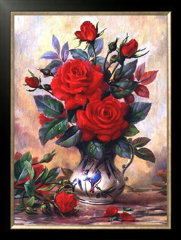 Detail Lukisan Bunga Mawar Merah Nomer 28