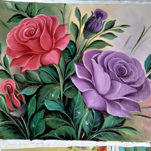 Detail Lukisan Bunga Mawar Ungu Nomer 43