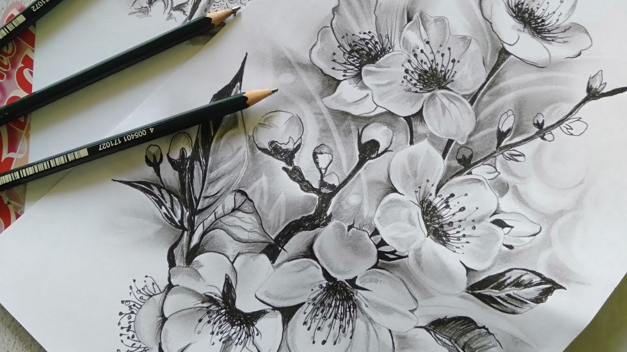 Detail Lukisan Bunga Pensil Nomer 42