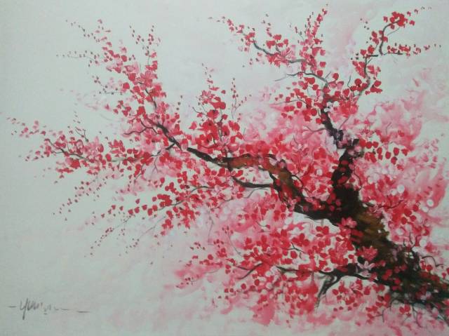 Lukisan Bunga Sakura Di Kanvas - KibrisPDR