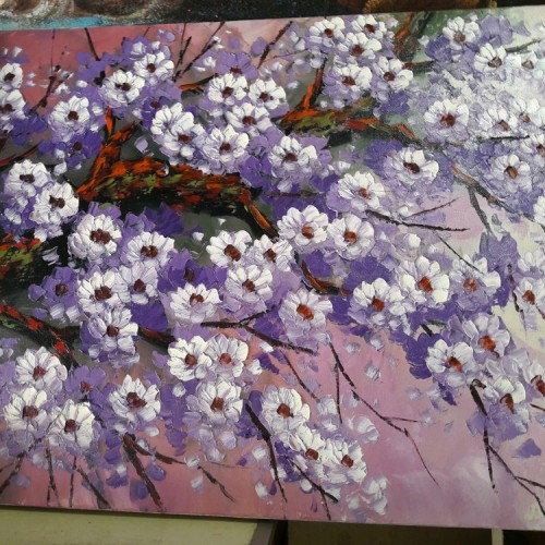 Detail Lukisan Bunga Sakura Di Kanvas Nomer 37