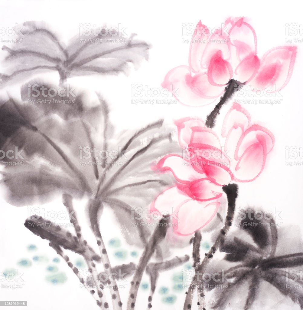 Detail Lukisan Bunga Teratai Dengan Cat Air Nomer 20