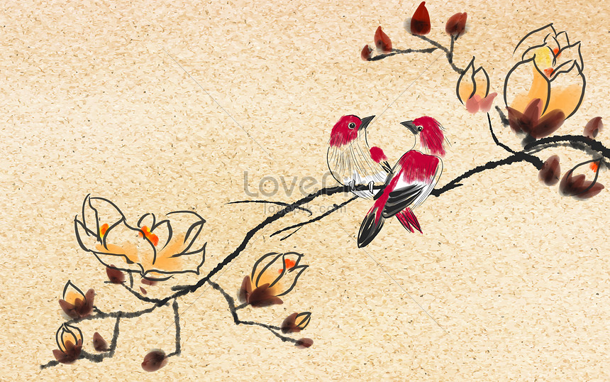Detail Lukisan Burung Dan Bunga Nomer 31