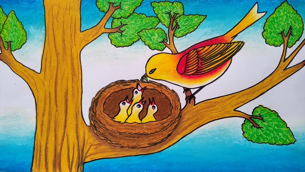 Detail Lukisan Burung Di Pohon Nomer 2