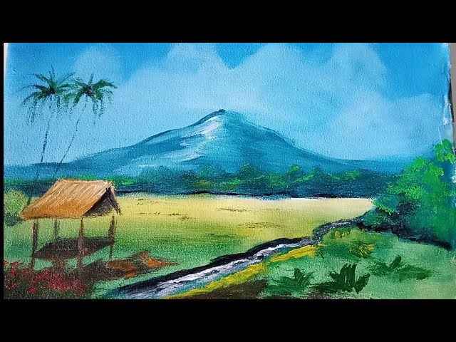 Detail Lukisan Cat Air Pemandangan Alam Nomer 16