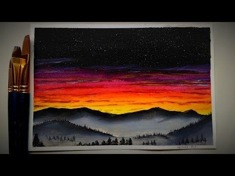 Lukisan Cat Air Sunset - KibrisPDR