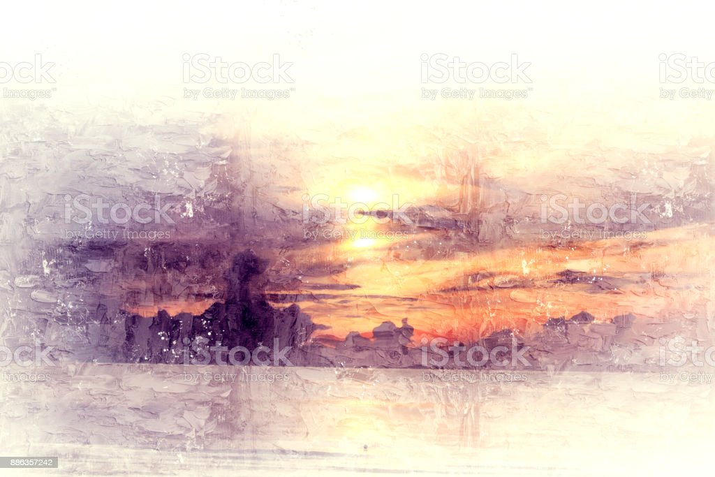 Detail Lukisan Cat Air Sunset Nomer 46