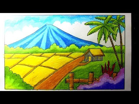Detail Lukisan Crayon Pemandangan Alam Nomer 14