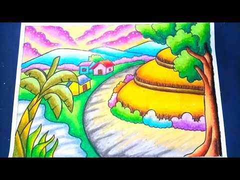 Detail Lukisan Crayon Pemandangan Alam Nomer 23