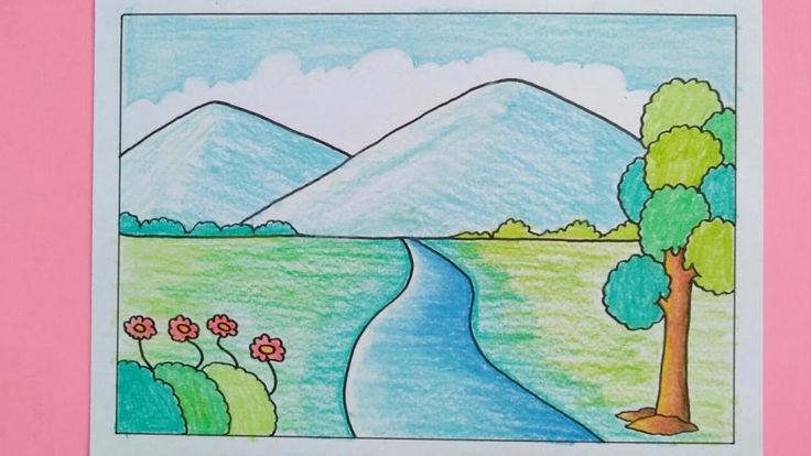 Detail Lukisan Crayon Pemandangan Alam Nomer 57