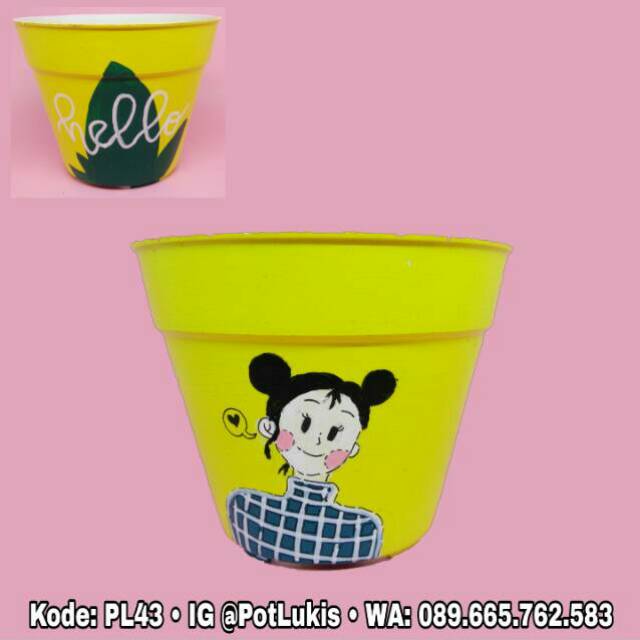 Detail Lukisan Di Pot Bunga Plastik Nomer 50